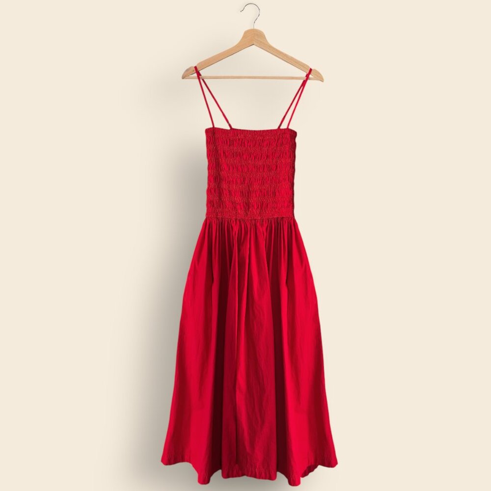 Madewell Smocked Maxi Dress, Festival Red, Petite XS, New without Tags